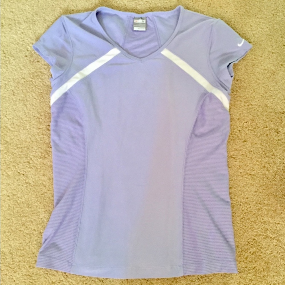 Nike Lavender Purple and White Fit Dry Athletic Short Sleeve Top Sz M